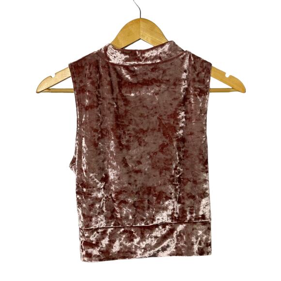 Topshop Pink Velour Sleeveless Highneck Twisted Crop Top US Sz 8 New - Picture 2 of 5